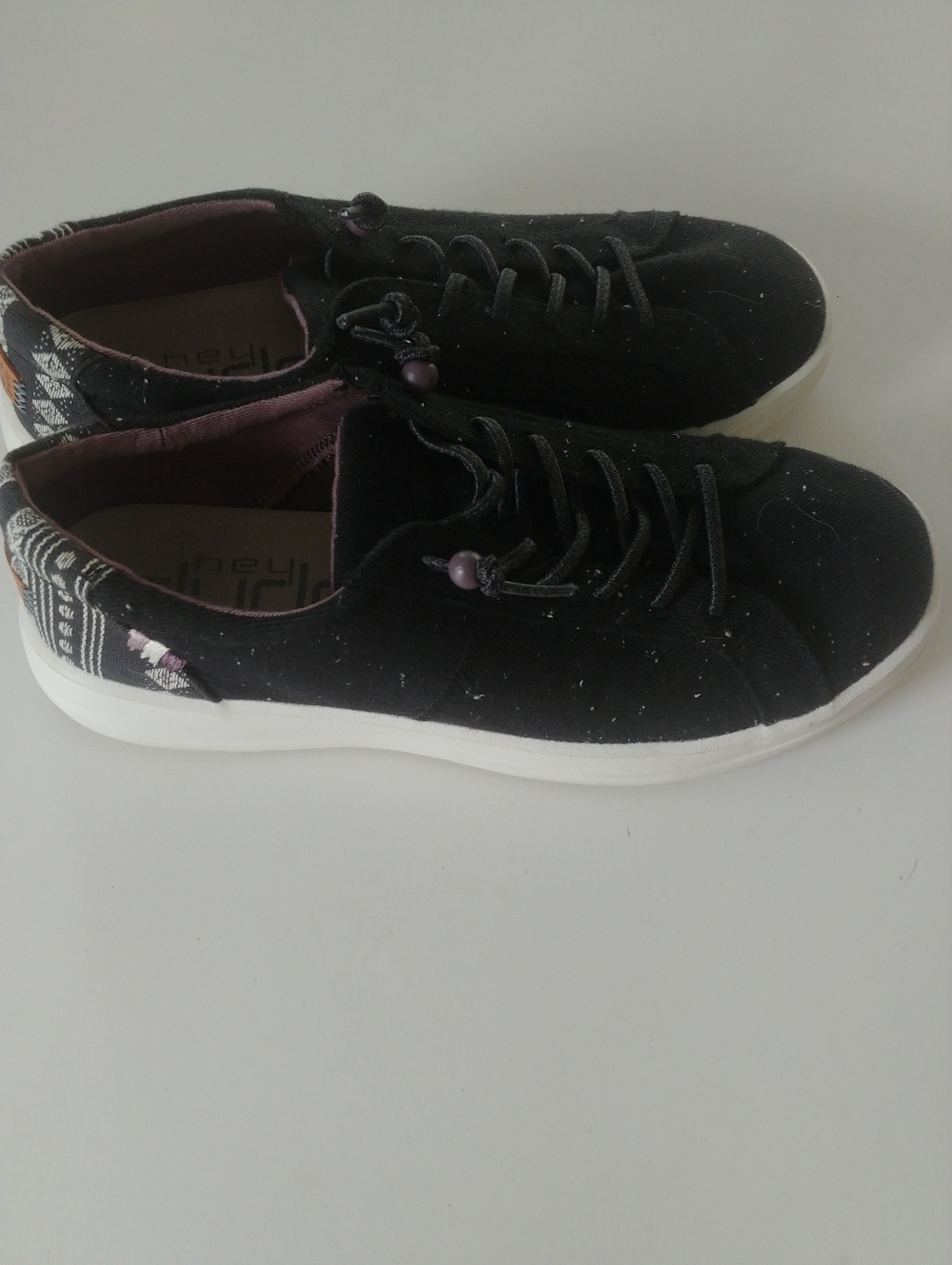 Hey Dude Karina Jet Black Slip-On Sneakers with White Soles Size 8 - Picture 3 of 9